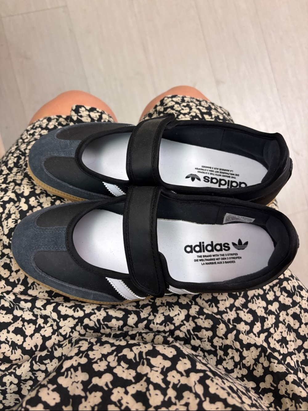 adidas Black and Gray Mary Jane Athletic Shoes with Gum Sole